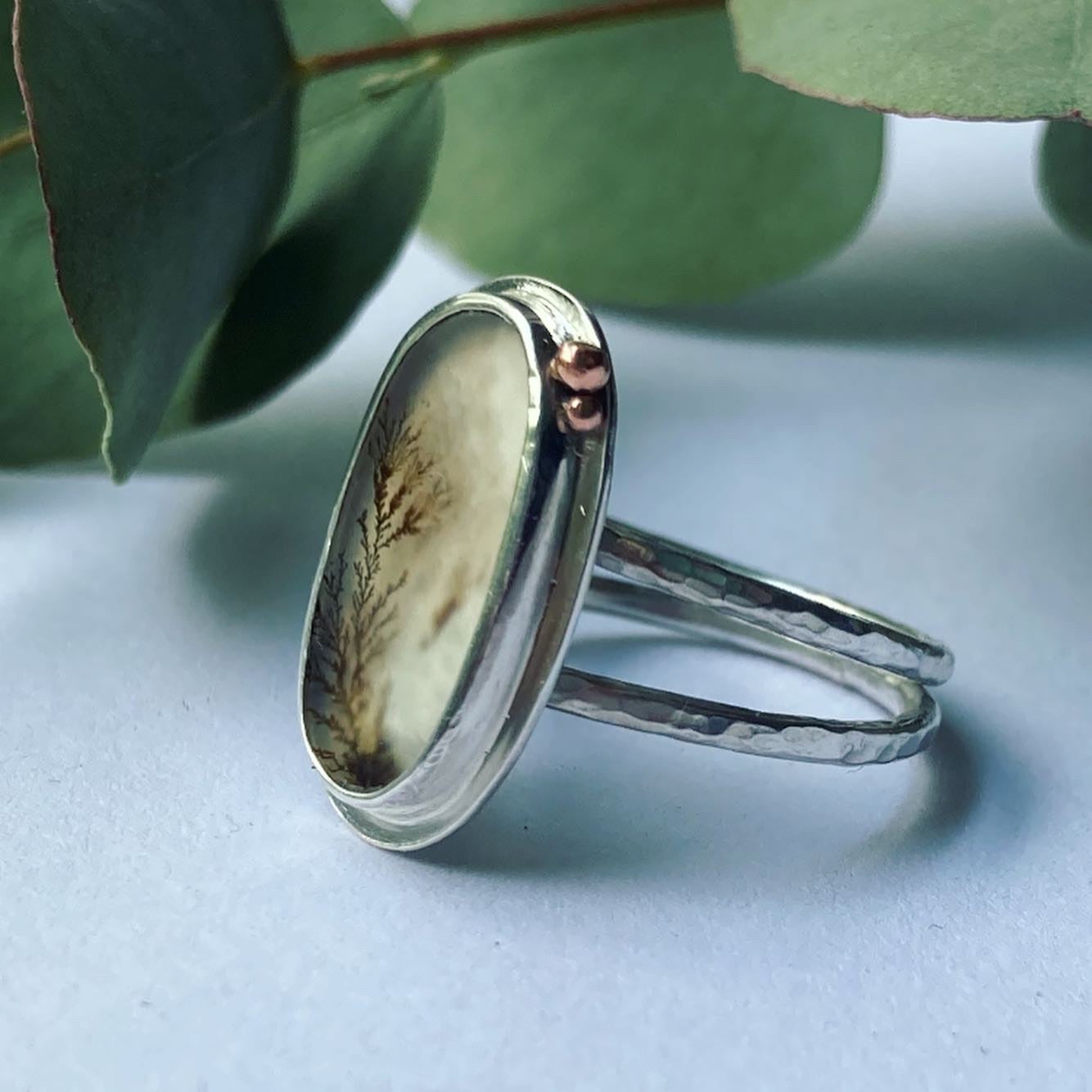 Sterling Silver Ring with Dendritic Quartz : Grow Collection