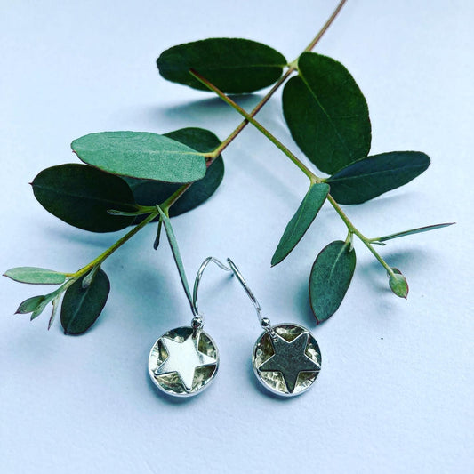 Sterling Silver Star Drop Earrings