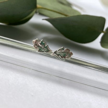 Tiny Oak Leaf Stud Earrings Microstuds